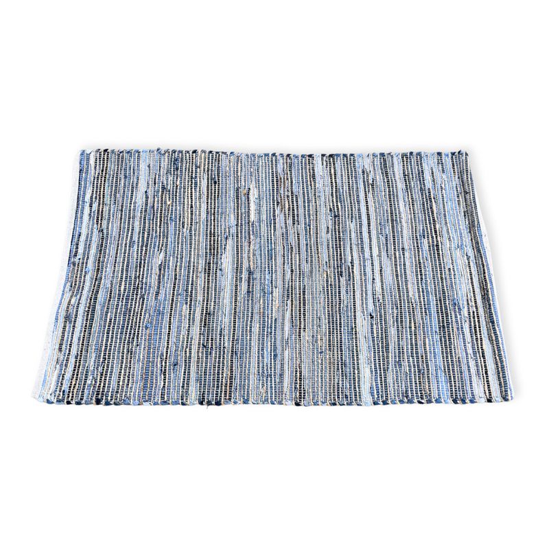 Grand Tapis Doux en Jute et Coton Recyclé - 130x170cm - Bleu