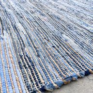 Grand Tapis Doux en Jute et Coton Recyclé - 130x170cm - Bleu