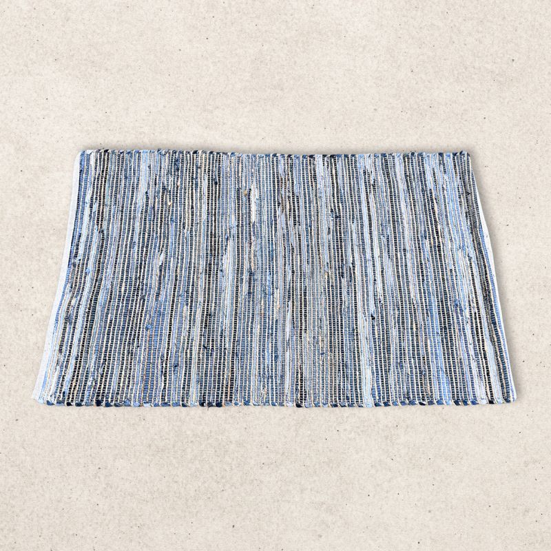 Grand Tapis Doux en Jute et Coton Recyclé - 130x170cm - Bleu