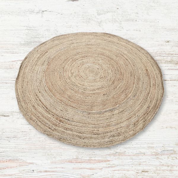 Très Grand Tapis Rond Doux en Jute 200cm