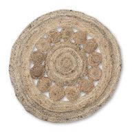 Tapis Rond Doux en Jute Cercles à l'intérieur 90cm