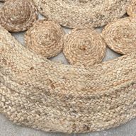 Tapis Rond Doux en Jute Cercles à l'intérieur 90cm