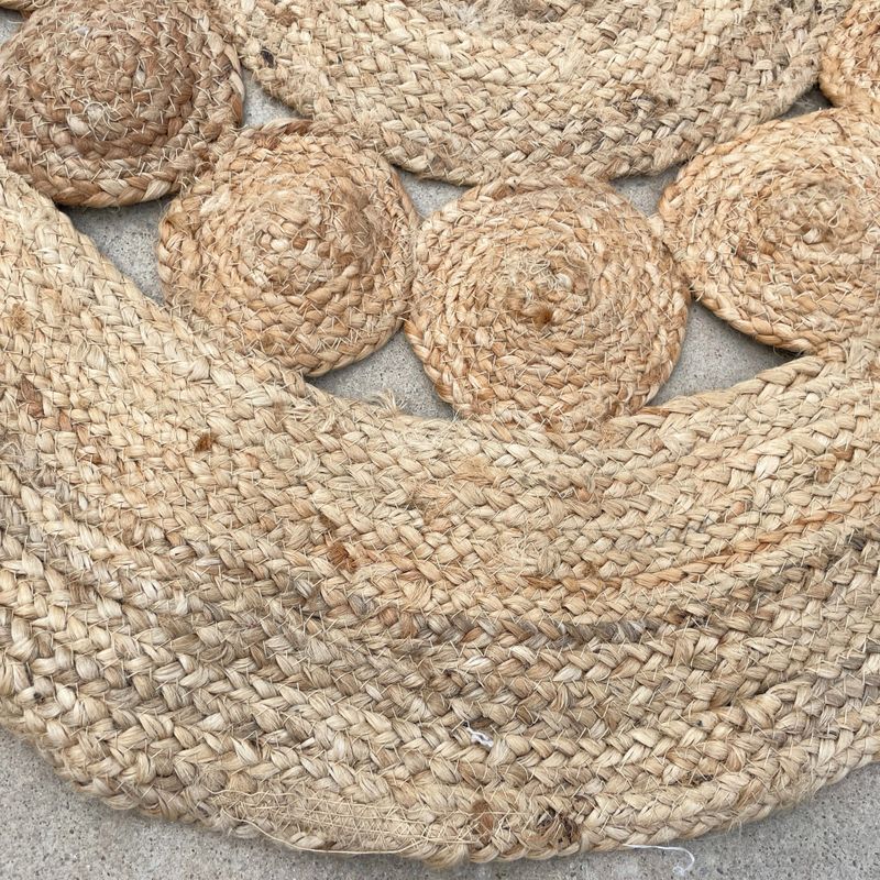 Tapis Rond Doux en Jute Cercles à l'intérieur 90cm