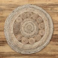 Tapis Rond Doux en Jute Cercles à l'intérieur 90cm