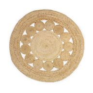 Tapis Rond Doux en Jute Cercles à l'intérieur 90cm