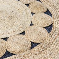 Tapis Rond Doux en Jute Cercles à l'intérieur 90cm
