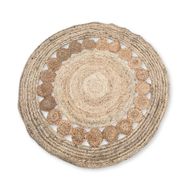Tapis Rond Doux en Jute 120cm avec Cercles à l'Intérieur