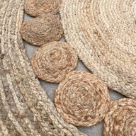 Tapis Rond Doux en Jute 120cm avec Cercles à l'Intérieur