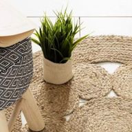 Tapis Rond Doux en Jute 120cm avec Cercles à l'Intérieur
