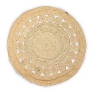Tapis Rond Doux en Jute 120cm avec Cercles à l'Intérieur