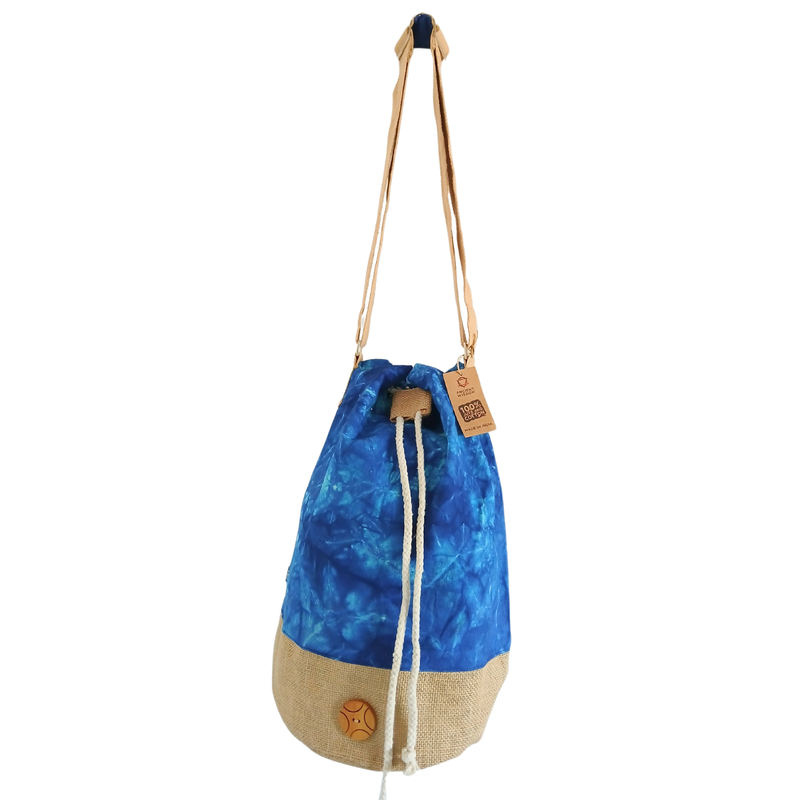 Sac à Dos Naturel - Toile Délavée Bleue - Mandala