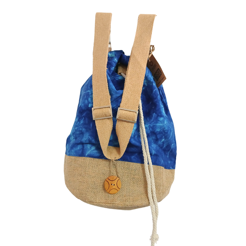 Sac à Dos Naturel - Toile Délavée Bleue - Mandala