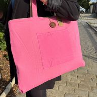 Grand Sac Réversible en Jute et Coton - Rose (204C)