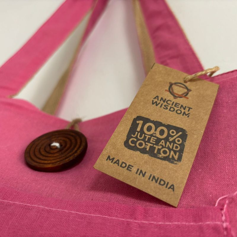 Grand Sac Réversible en Jute et Coton - Rose (204C)