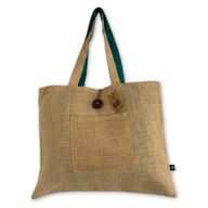 Grand Sac Réversible en Jute et Coton - Bleu Canard (7717C)