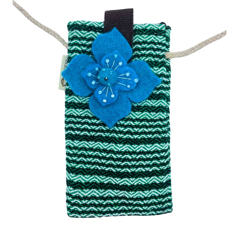 Sac Support Téléphone Rayures Vertes - Décor Floral