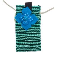 Sac Support Téléphone Rayures Vertes - Décor Floral