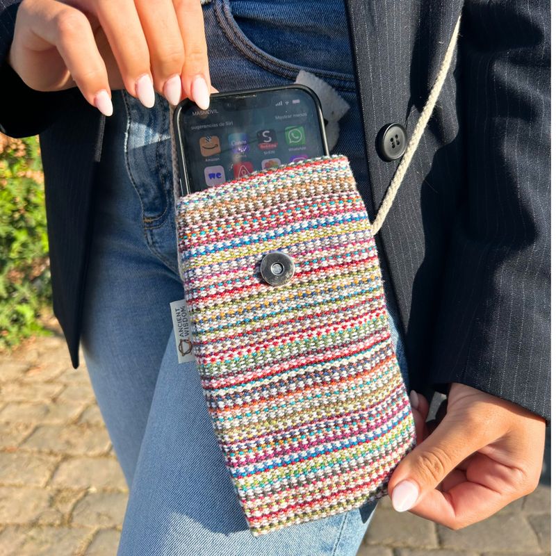 Sac Support Téléphone Rayures Rose - Décor Lapin