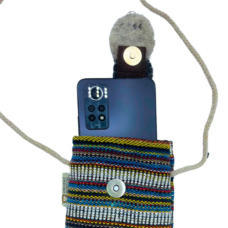 Sac Support Téléphone Rayures Multi et Blanc - Décor Chouette