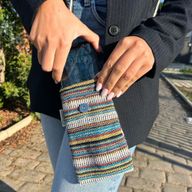 Sac Support Téléphone Rayures Multi et Blanc - Décor Chouette