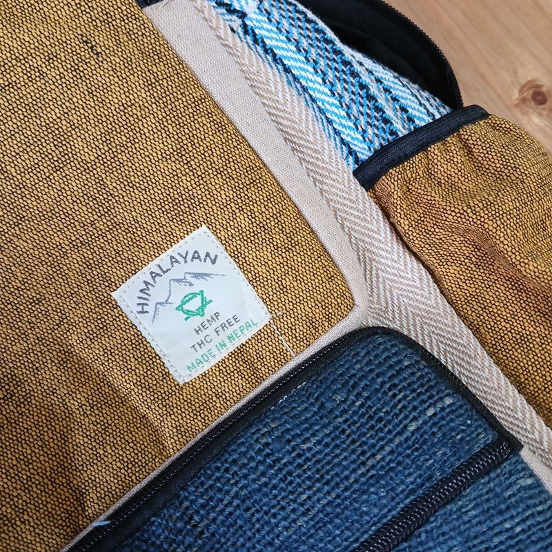 Grand Sac à Dos en Chanvre -Sarcelle & Curcuma
