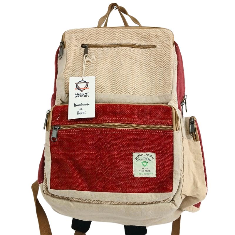 Grand Sac à Dos en Chanvre - Bordeau & Crème