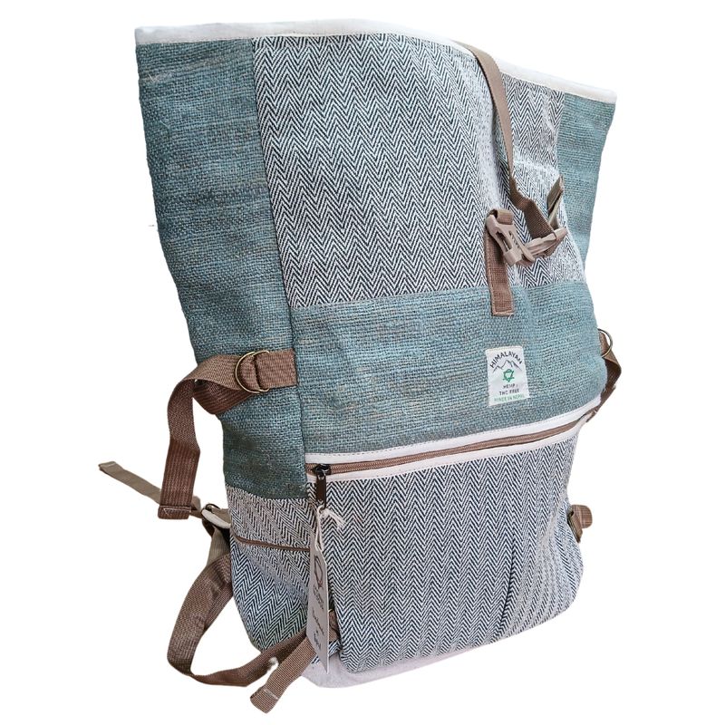 Sac à Dos Roulé de Randonnée en Chanvre - Vert Sauge