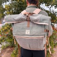 Sac à Dos Roulé de Randonnée en Chanvre - Vert Sauge