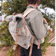 Sac à Dos Roulé de Randonnée en Chanvre - Vert Sauge