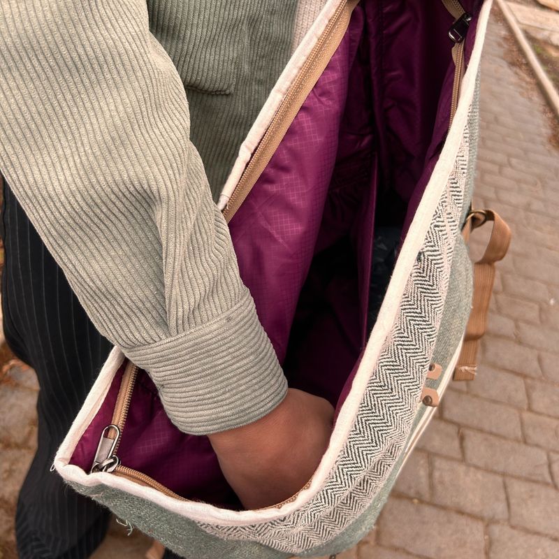 Sac à Dos Roulé de Randonnée en Chanvre - Vert Sauge