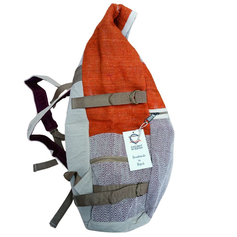 Sac à Dos Roulé de Randonnée en Chanvre - Sunset Orange