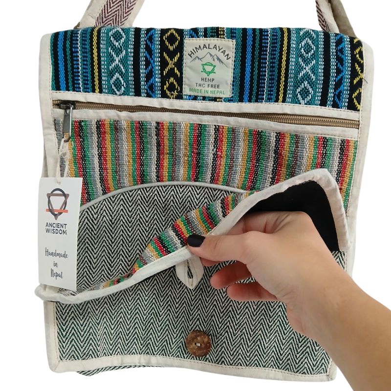 Sac Messager en Chanvre pour Ordinateur Portable - Courbes