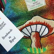 Sac de Fête avec Champignons Brodés en Chanvre - Champignons Orange
