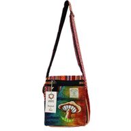 Sac de Fête avec Champignons Brodés en Chanvre - Champignons Orange