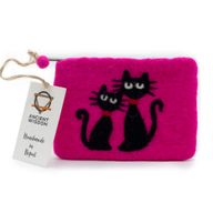 Pochette Zippée en Feutre Naturel (assortiment) - Deux Chats