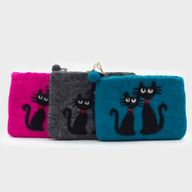 Pochette Zippée en Feutre Naturel (assortiment) - Deux Chats