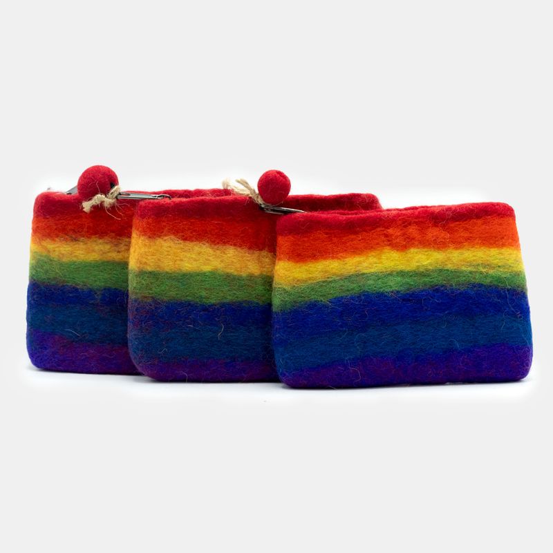 Pochette Zippée en Feutre Naturel (assortiment) - Arc-en-Ciel