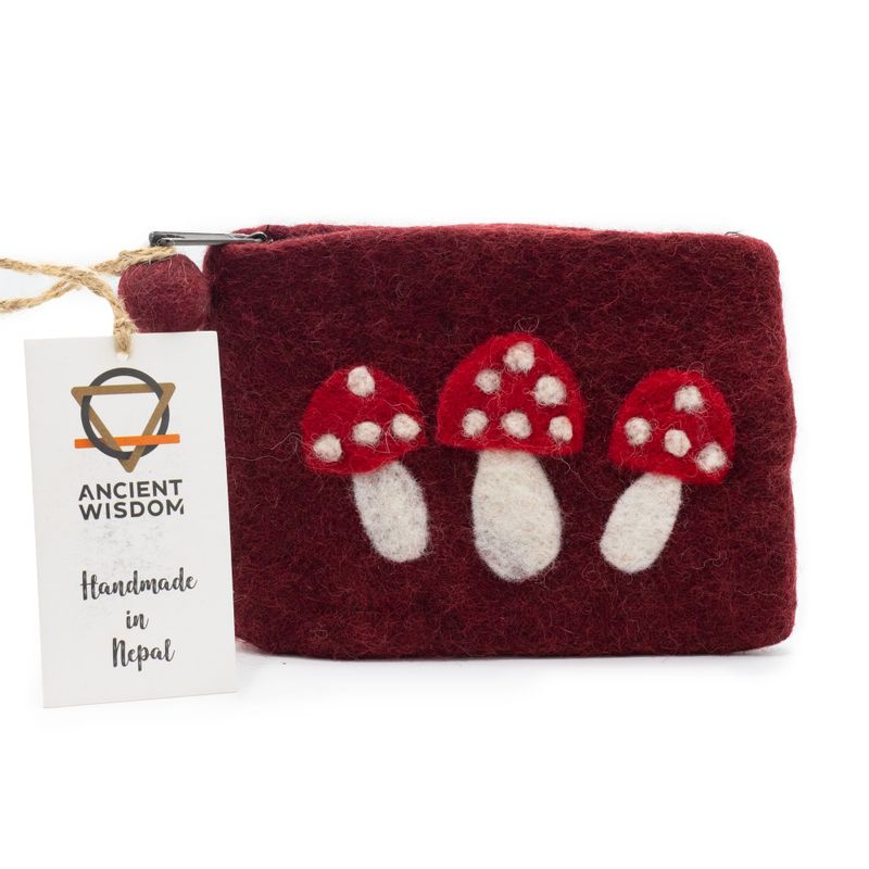 Pochette Zippée en Feutre Naturel (assortiment) - Champignons Sauvages
