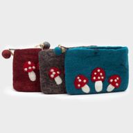 Pochette Zippée en Feutre Naturel (assortiment) - Champignons Sauvages