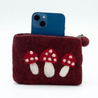 Pochette Zippée en Feutre Naturel (assortiment) - Champignons Sauvages