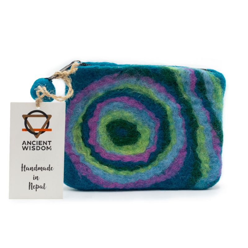 Pochette Zippée en Feutre Naturel (assortiment) - Psychédélique