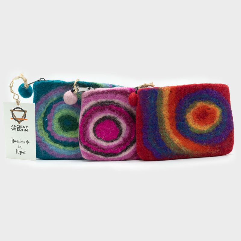 Pochette Zippée en Feutre Naturel (assortiment) - Psychédélique