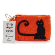 Pochette Zippée en Feutre Naturel (assortiment) - Visage de Chat