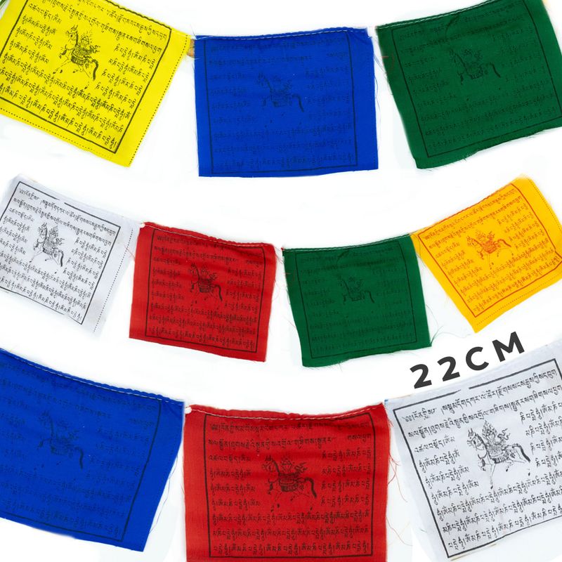 Grand Drapeau de Prière Tibétain - 22cm (10 drapeaux)