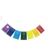 Drapeaux des Sept Chakras avec Couleurs & Mantra - Grand (Lot de 7 Drapeaux)
