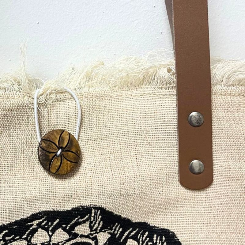 Sac en Toile Naturelle Poignée en Cuir - Mandala