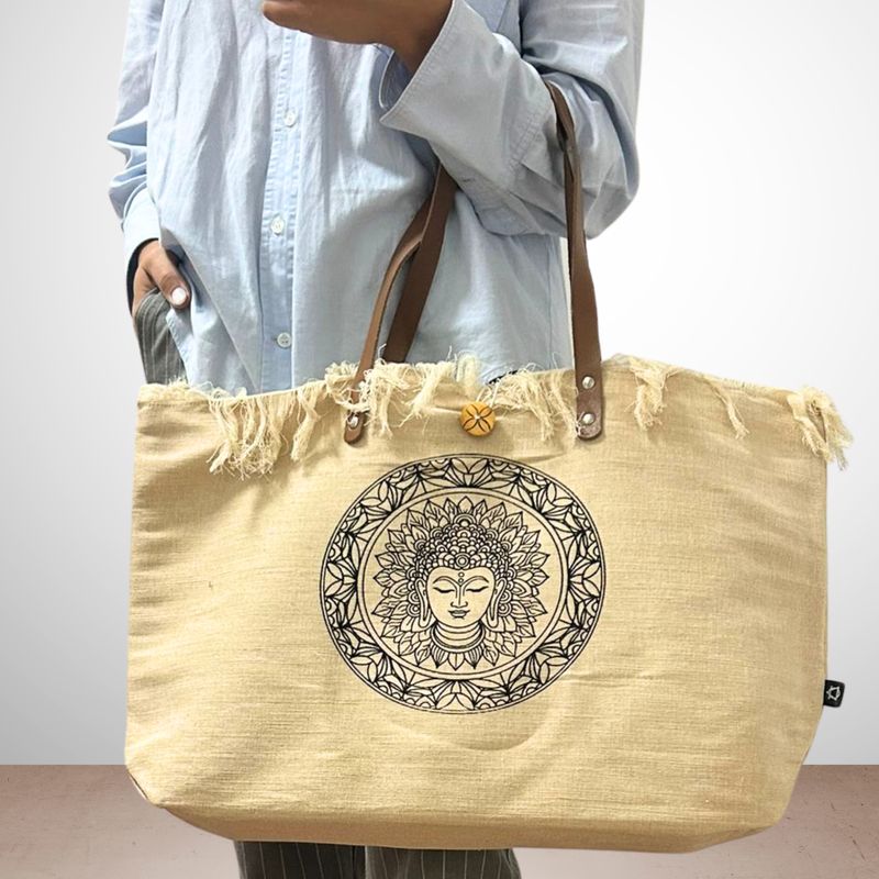 Sac en Toile Naturelle Poignée en Cuir - Inspiration