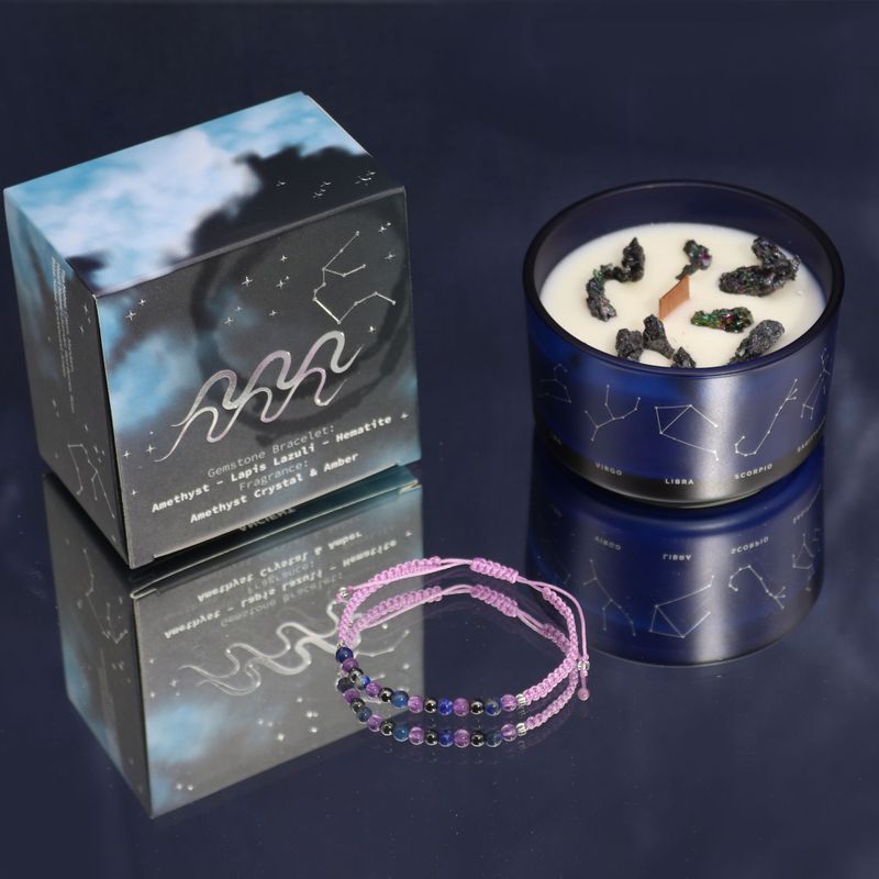 Bougies en Cristal du Zodiaque avec Bracelet de Pierres Précieuses - Pack de Démarrage