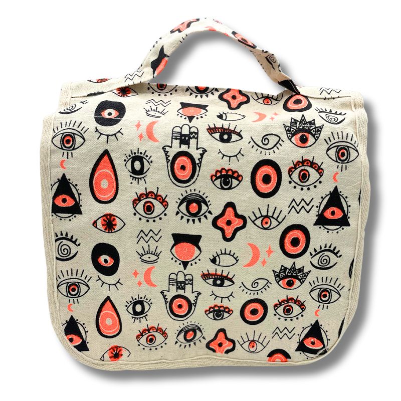 Grande Trousse de Toilette en Toile de Coton Multi Yeux