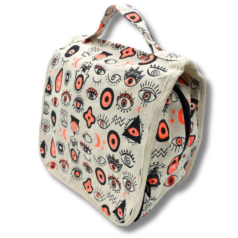 Grande Trousse de Toilette en Toile de Coton Multi Yeux
